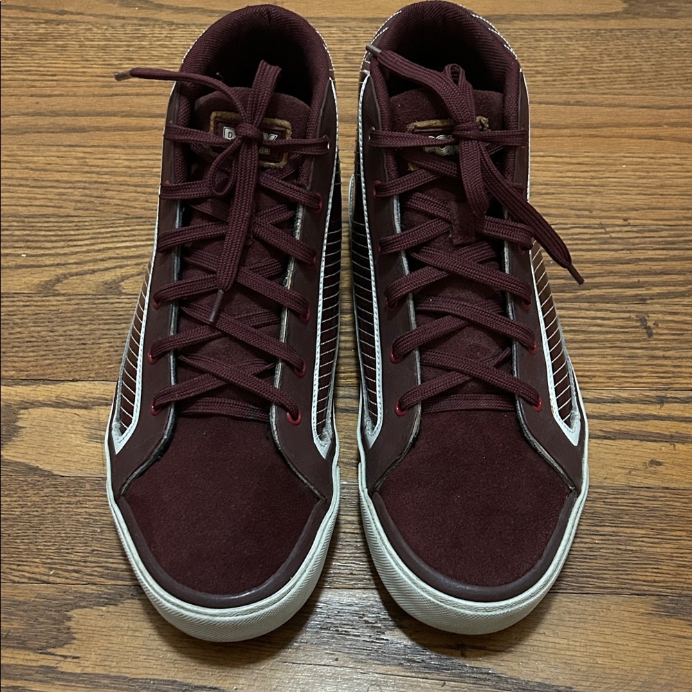 Pony Sneakers Men's 10.5 Burgundy Feed the Cat Mid High-Top Retro - Picture 11 of 12